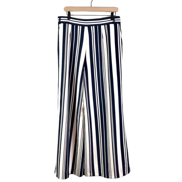 Lena Gabrielle Striped Wide Leg Palazzo Pants High Waist Coastal Chic Resortwear - Picture 1 of 11